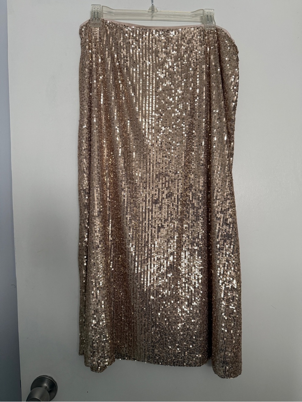 Sequin Midi Skirt in Champagne